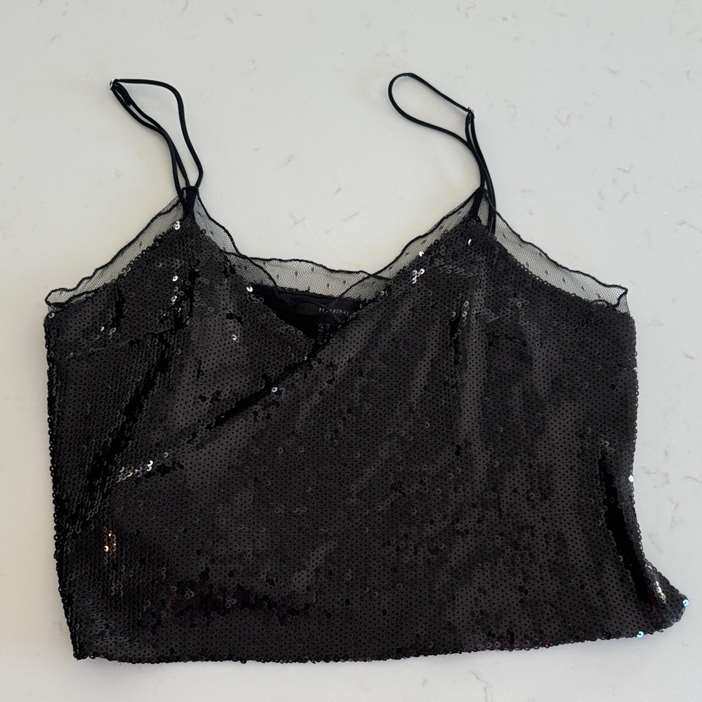 Black Sequin Camisole Top